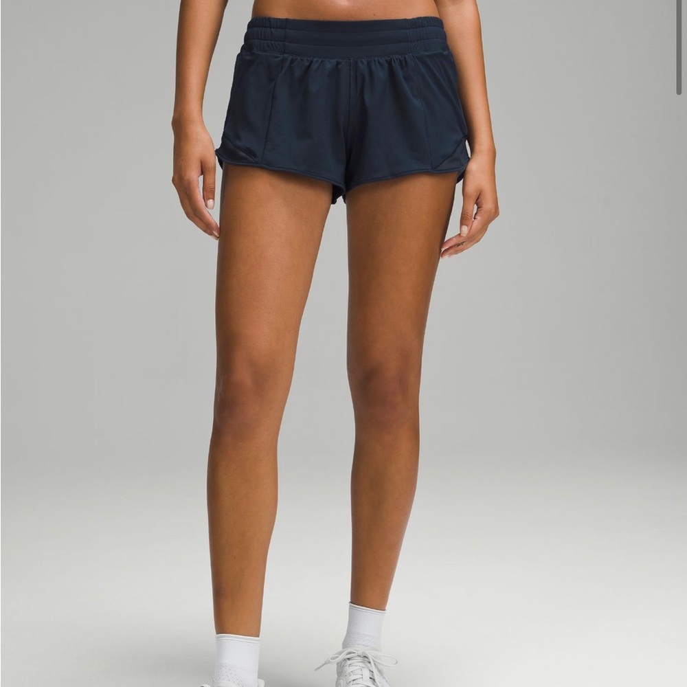 Navy Blue Lululemon Size 2 Hotty Hot Shorts 2.5 inchseam